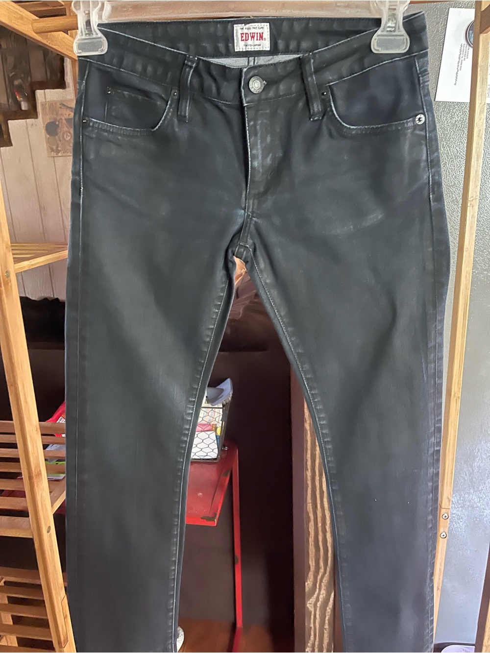 Edwin Women's Black Skinny Coated Jeans